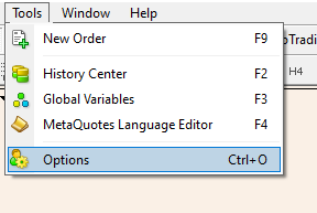 Tools menu > Options